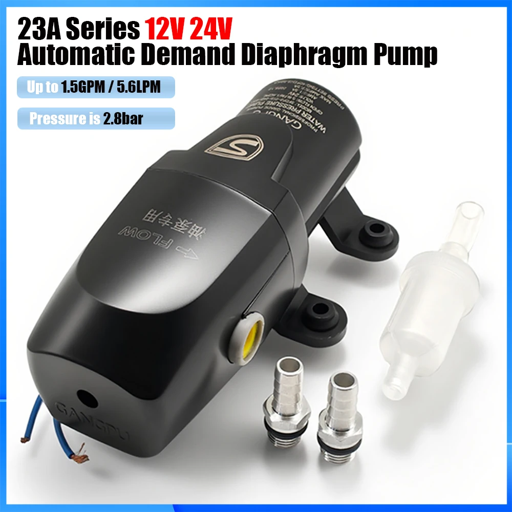 

Automatic Marine Water Diaphragm Pump 12V 24V 23A Series 40 PSI Self Priming High Pressure for Electric Boat RV Caravan