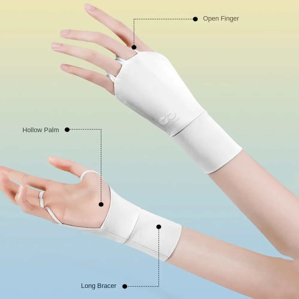 Elastic Half Finger Golf Gloves Thin Anti-UV Sunscreen Gloves Solid Color Protect Wrist Wristband Ice Silk Mittens Driving