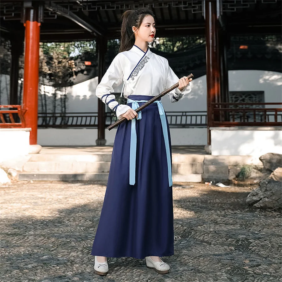 Hanfu Vrouwen Top Rok 2-delige set Mannen Vintage Etnische Mode Cosplay Elegante Traditionele Chinese Kleding Ridderlijke Stijl Pak