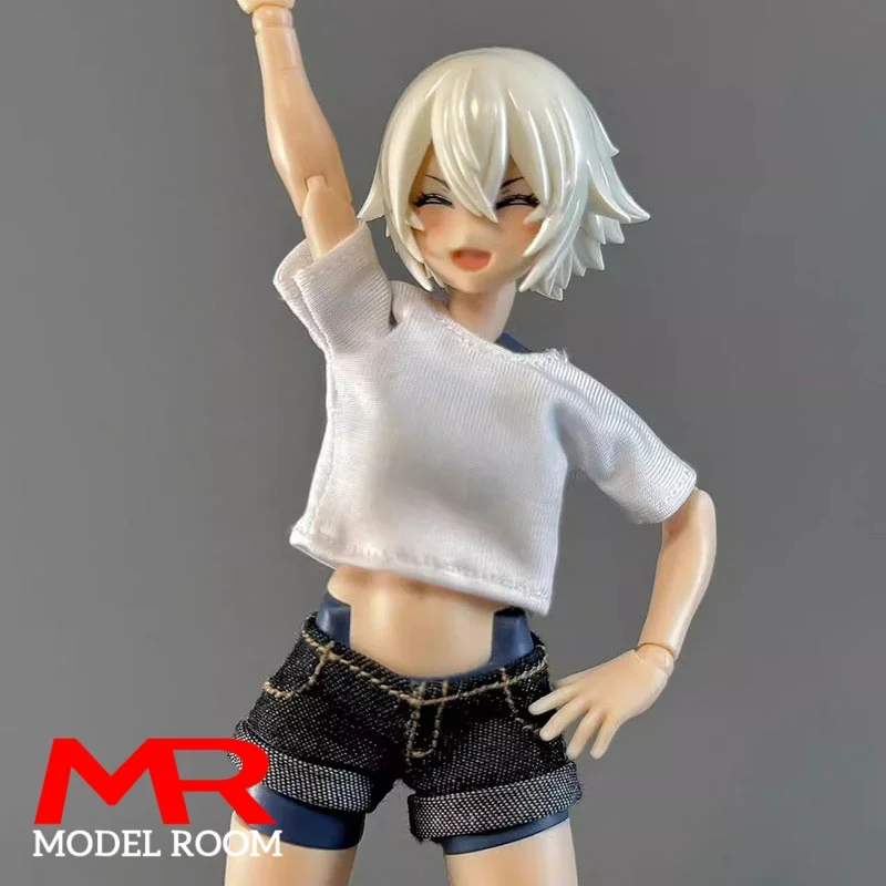 1/12 Scale Female T-shirt Denim Shorts Hot Pants Clothes Model Fit 6'' OB BJD Snail shell 86TOYS Soldier Action Figure Body Doll