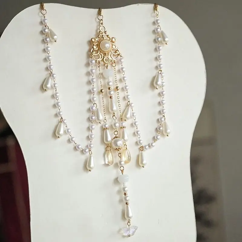 Vintage Hanfu Waist Chain - Long Pearl Fringe Pendant Tang Dynasty Style Chinese Costume Jewelry Waist Decoration for Women