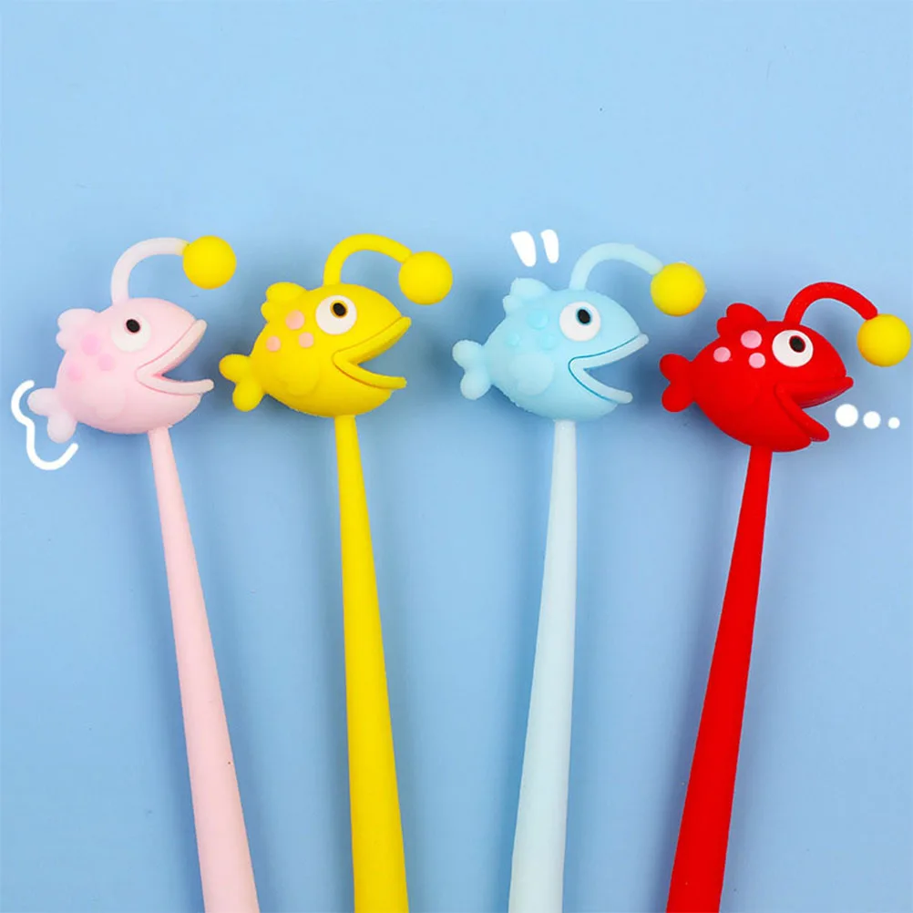 

4 Pcs Cartoon Pen Aesthetic Pens Cute for Writing Silica Gel Fish Ballpoint Student