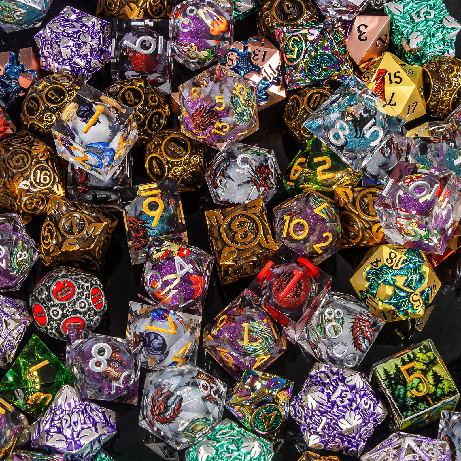 

Full Dice Set Mystery Box DND Polyhedral Dice Set - Liquid Core Resin D20 & D6 Dice - Single Blind Box for Dungeons And Dragons