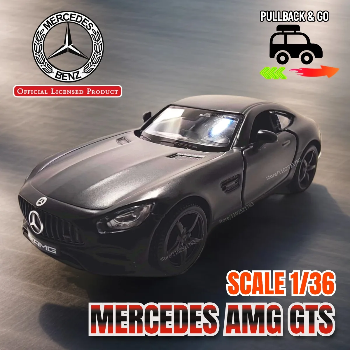 

Mercedes AMG GTS 1:36 Scale Pullback Toy Car Model Official Licensed Alloy Diecast Vehicle Replica Xmas Gift Kid Boy Toy