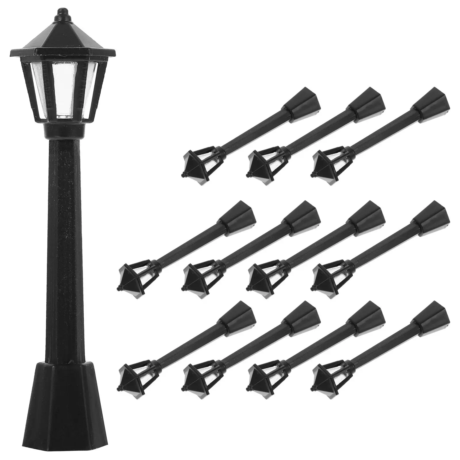 

12 шт. пластиковых садовых уличных фонарей, миниатюрные светящиеся светильники для двора, декор для миниатюрных домиков, аксессуары для ландшафтного освещения на открытом воздухе