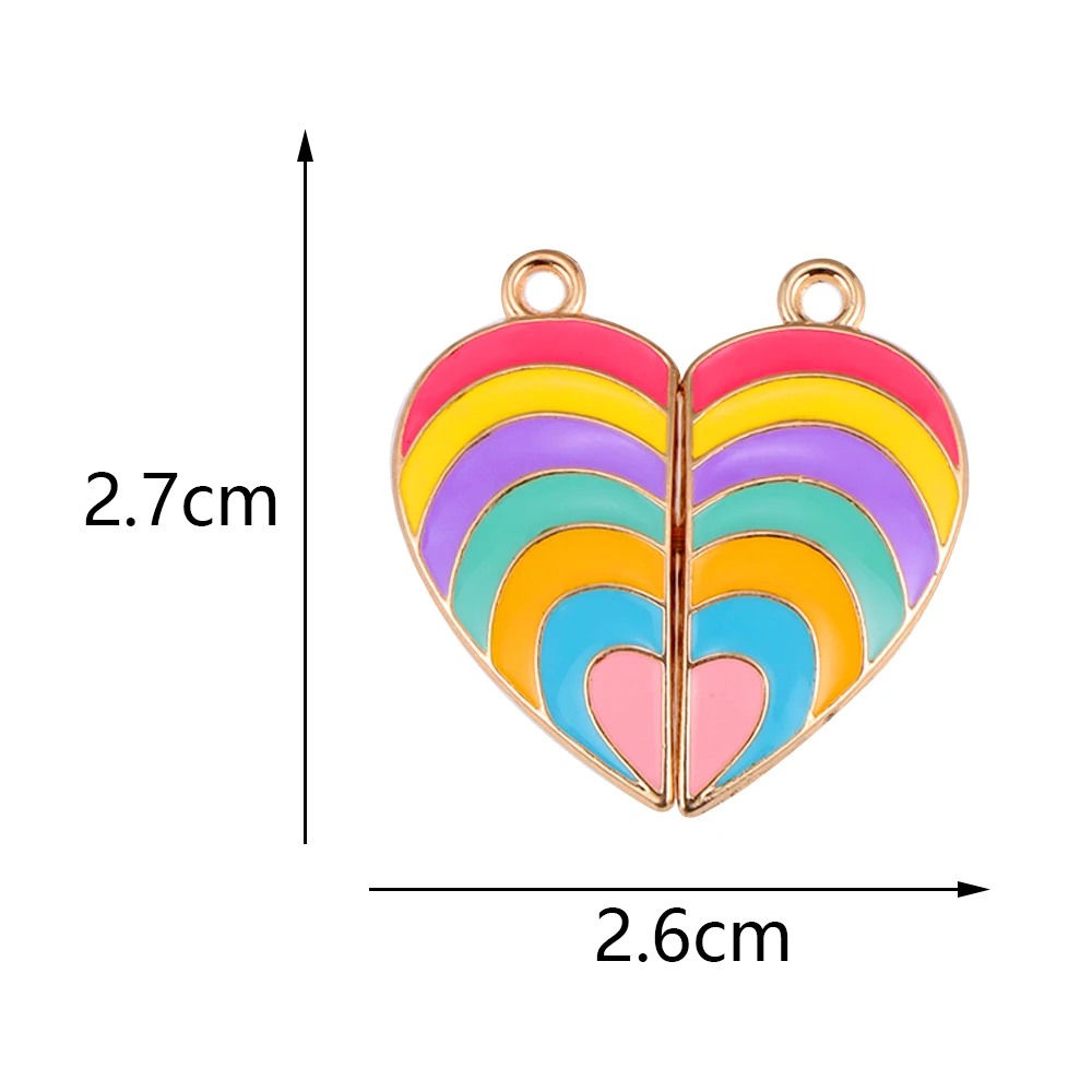 5 Pairs Sweet Heart Rainbow Butterfly BFF Letter Splicing Drip Oil Alloy Pendant Charm for Necklace DIY Jewelry Making Charms