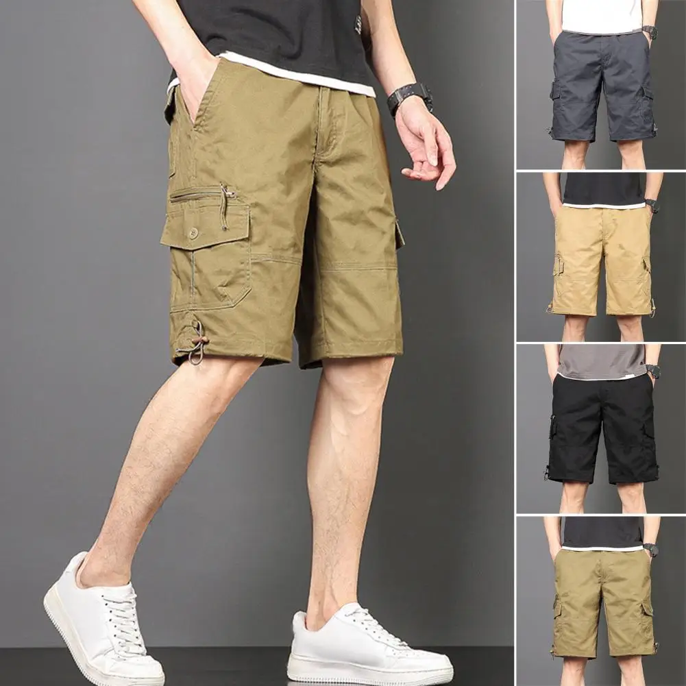 

Regular Fit Shorts Versatile Men's Cargo Shorts Stylish Multi-pocket Design Comfortable Elastic Waist for Wear Streetwear