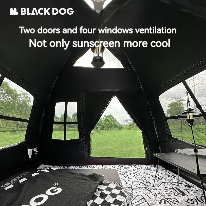 BLACK DOG 4-5people Waterproof Automatic One-touch Ultralight Portable Folding Beach Large Pyramid Travel Tents Family Camping