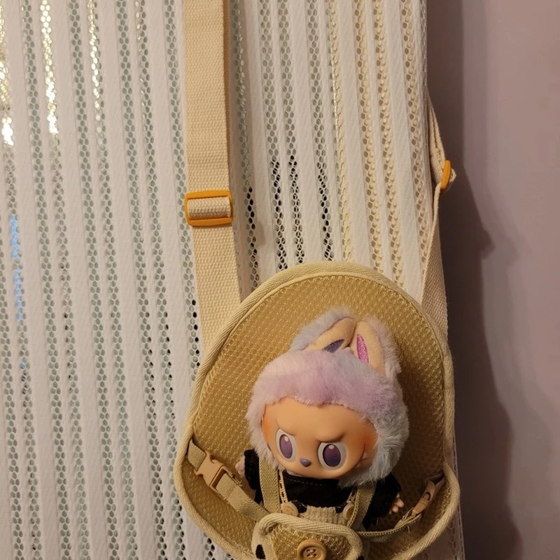 For Labubu clothes cute cotton doll strap bench 20cm doll cute cartoon bench to go out and walk the baby portable