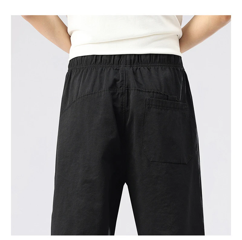 Мужские широкие повседневные брюки из 100% длинноволокнистого хлопка с завязками, свободная мужская одежда большого размера, удобная и мягкая