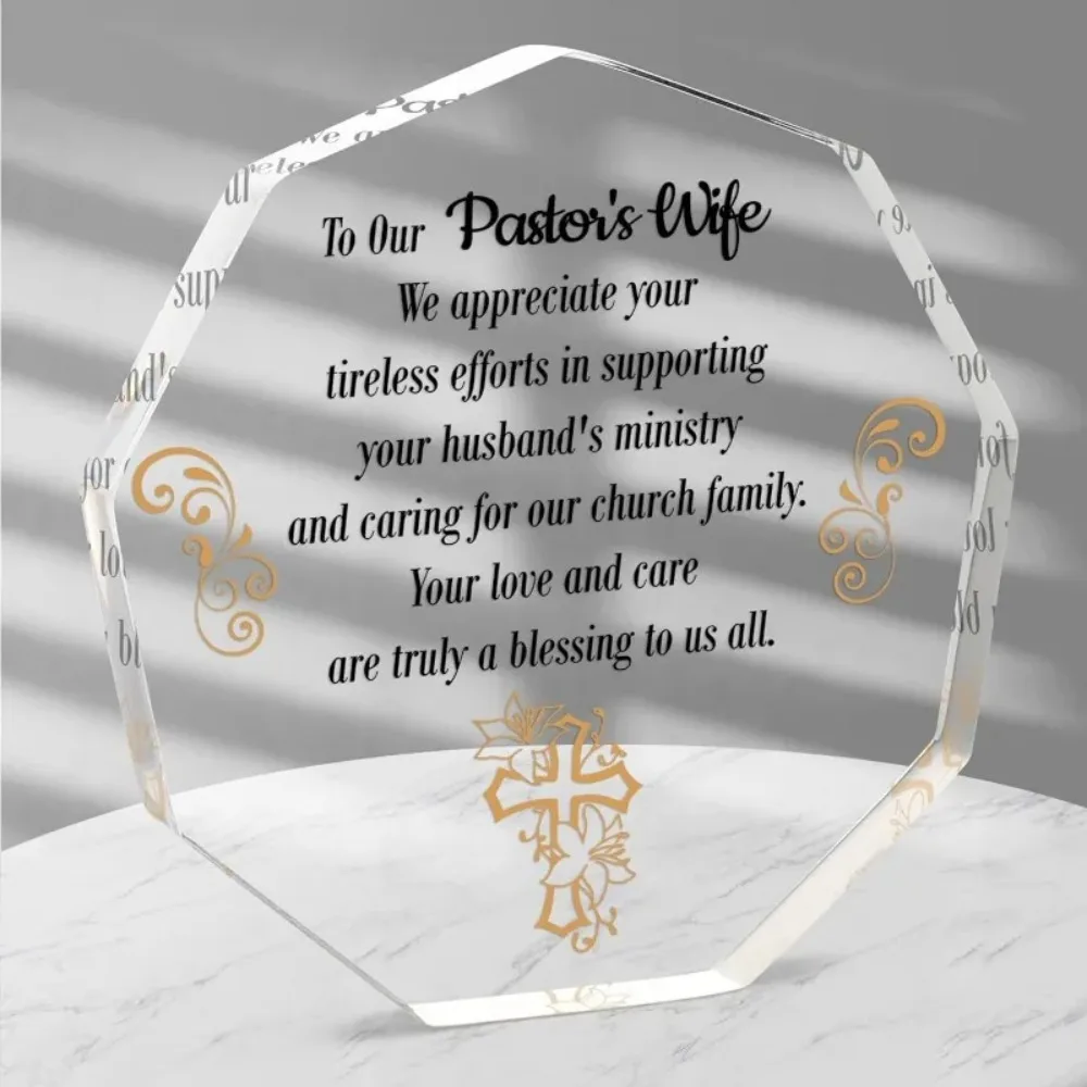 CIFBUY Metal Wall Art Acrylic Pastor Wife Gift 2D Flat Sign Church Office Desk Elegant Cursive Pastor Appreciation Home Sign