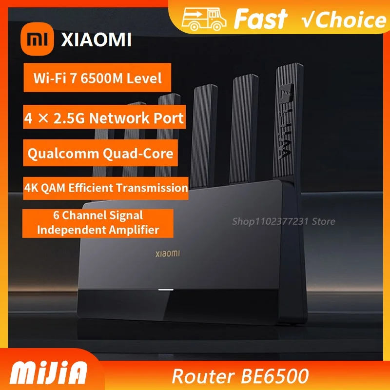 

Xiaomi mijia WiFi7 Router BE6500 2.4/5GHz Duan Bands 160Mhz 6453Mbps Mesh Networking Acceleration 2.5G Ethernet Port 6 antennas