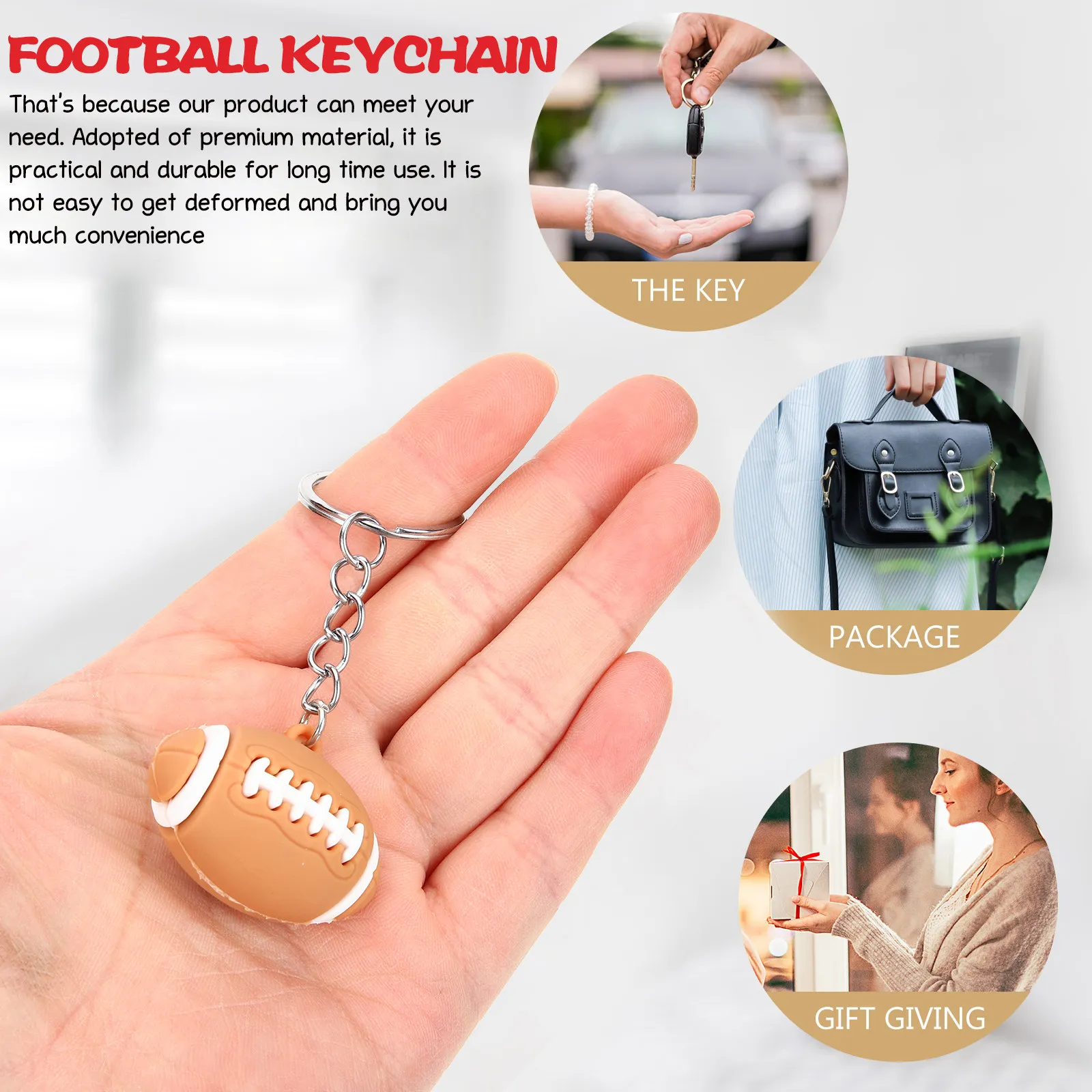 12Pcs Rugby Keychain Vivid Shape Eye Catching Cute Key Hanging Pendants Teacher Carnival Award Keychain Gift Teens Adults