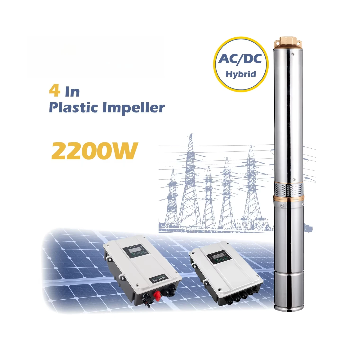 

Hot Sale WINSOLAR AC DC Hybrid Submersible Solar Water Pump System with Solar Panels for Agriculture Irrigation