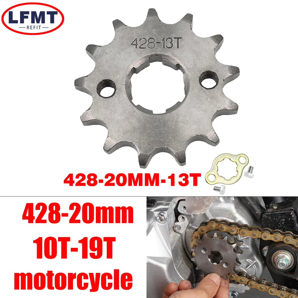 Motorcycle 428# 20mm Front Engine Sprocket 10 11 12 13 14 15 16 17 18 19T Tooth For Dirt Pit Bike ATV Quad Go Kart Buggy Scooter