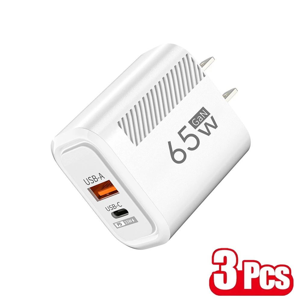 65W GaN USB C Snellader QC3.0 EU/US Plug Telefoonlader Adapter Voor iPhone Samsung Xiaomi Snel opladen Type C Wandlader