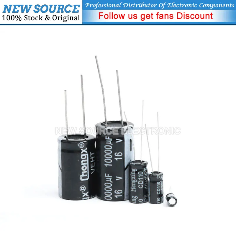 1-10pcs 16V DIP Aluminum Electrolytic Capacitor 1000uf 1200 1500 1800 2200uf 3300uf 4700uf 6800 10000uf 15000 22000uf NewSource