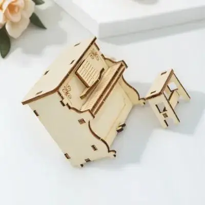 مجموعة واحدة من صندوق الموسيقى الخشبي، صندوق موسيقى البيانو الصغير للأطفال، نموذج التجميع التعليمي، ألعوبة الأطفال، الحرف الخشبية #1