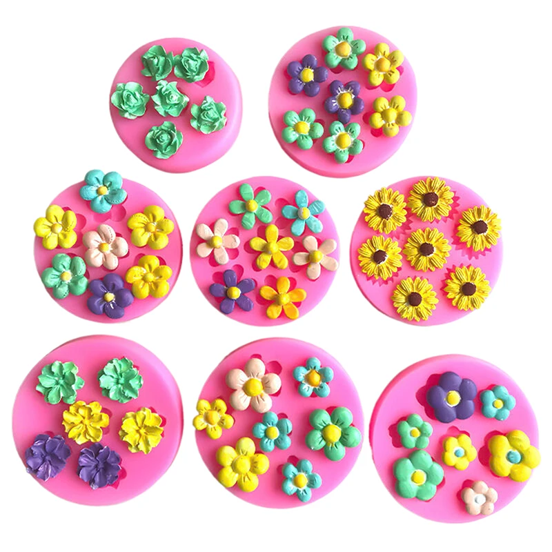 Cherry Blossom Rose Daisy Flower Silicone Mold DIY Sugarcraft Resin Tools Cupcake Baking Mould Fondant Cake Decorating Tools