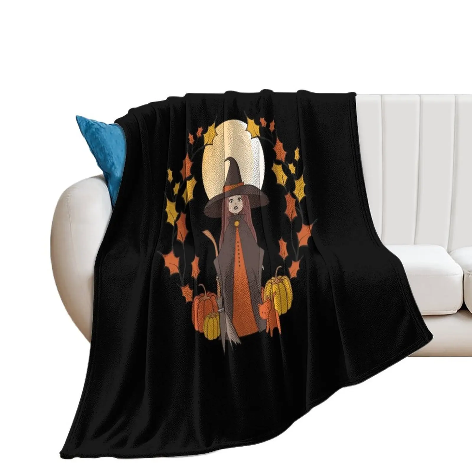 Full Moon Halloween Cheeky Witch? Throw Blanket Plaid on the sofa valentine gift ideas for sofa Blankets