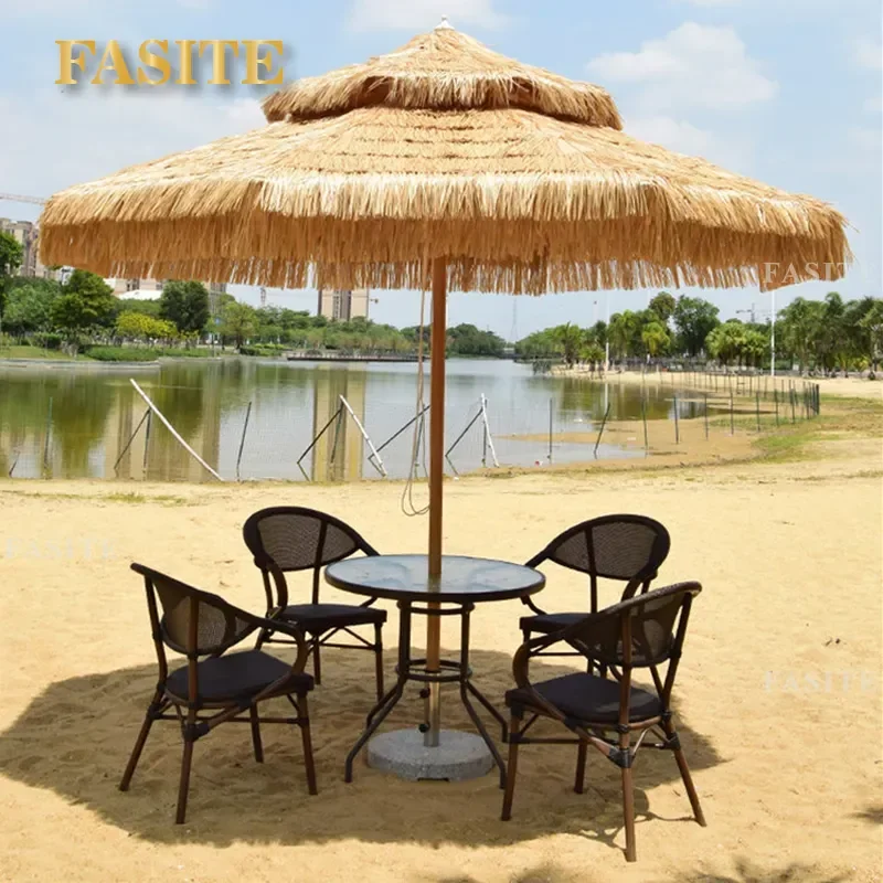 For Outdoor Patio Garden Beach Thatch Umbrella Simulation Straw Sunshade Waterproof UV Protection Leisure Scenic Decor