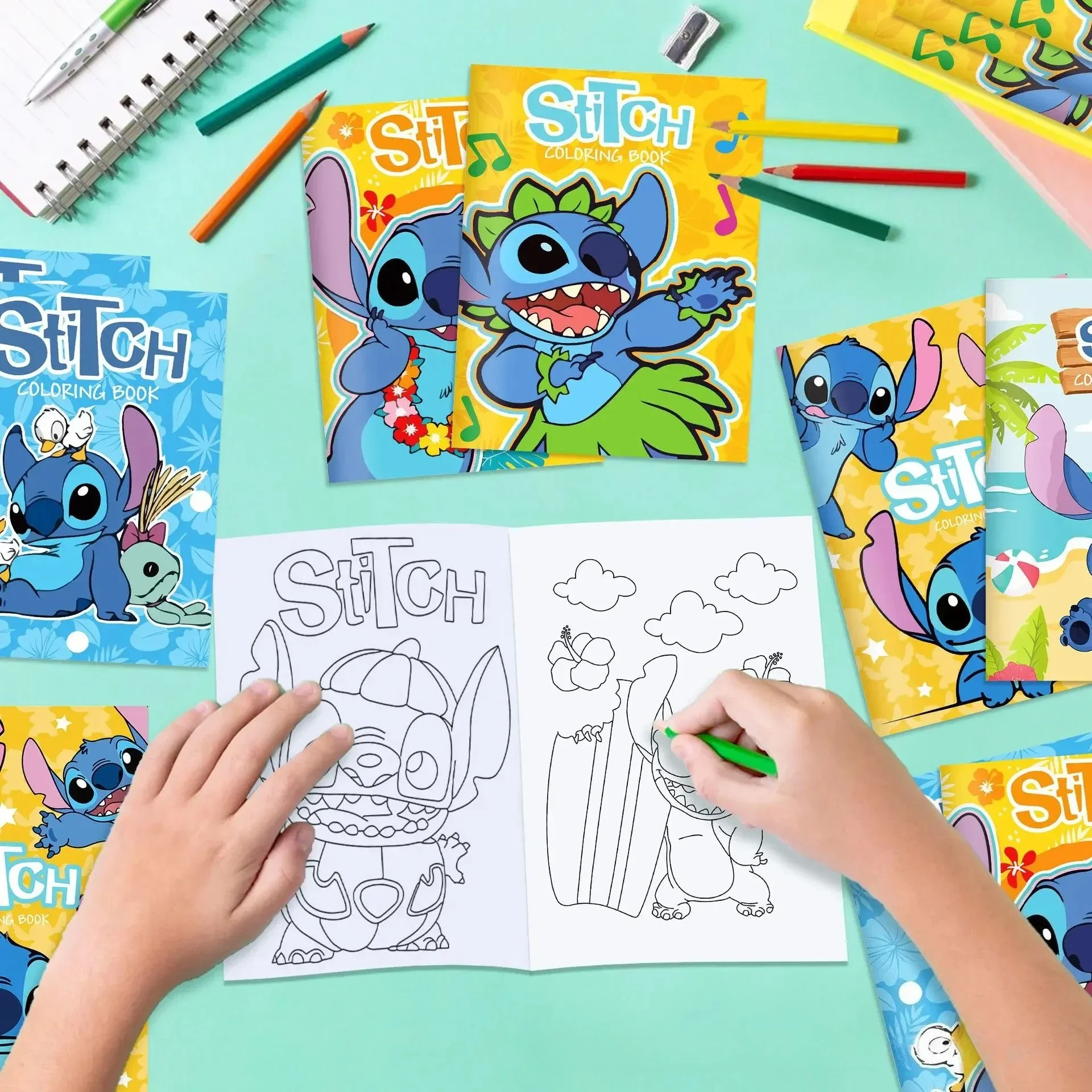 Nuevo libro para colorear con temática de Anime DIY Stitch, libro de dibujo de grafiti de dibujos animados Unisex para niños, libro de arte de regalo para niños