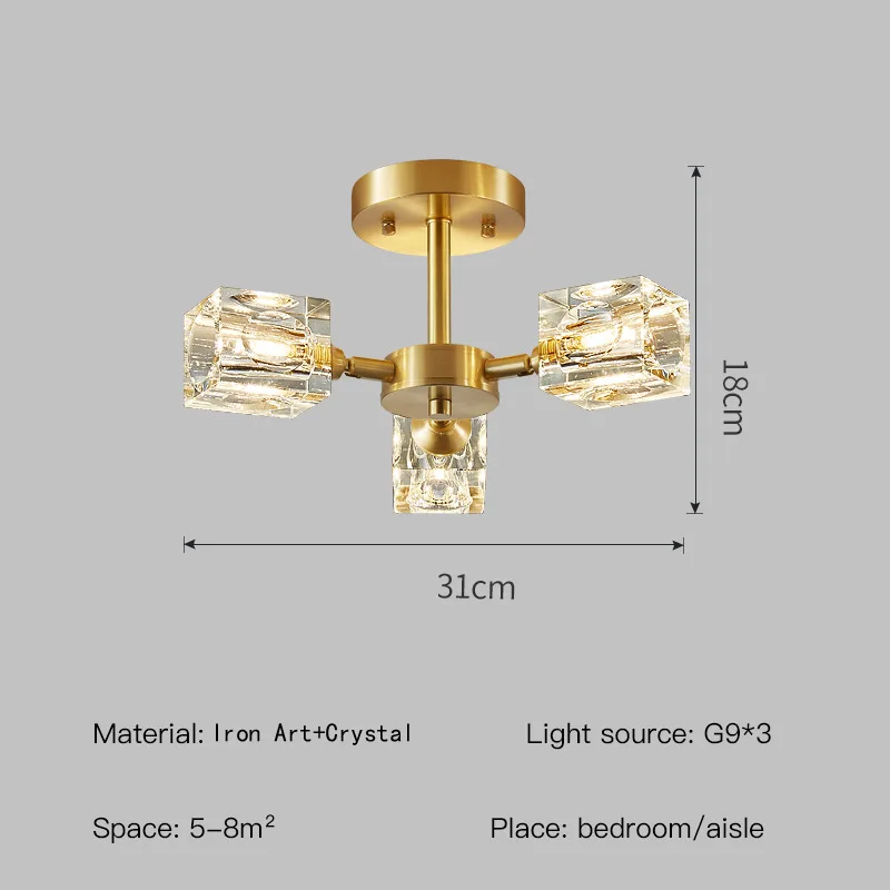 Moderne Kristallen Kroonluchter G9 Basis Goud Luxe Semi-Flush Montage Plafond Lamp Voor Woonkamer Eetkamer Slaapkamer Keuken - afbeelding 1