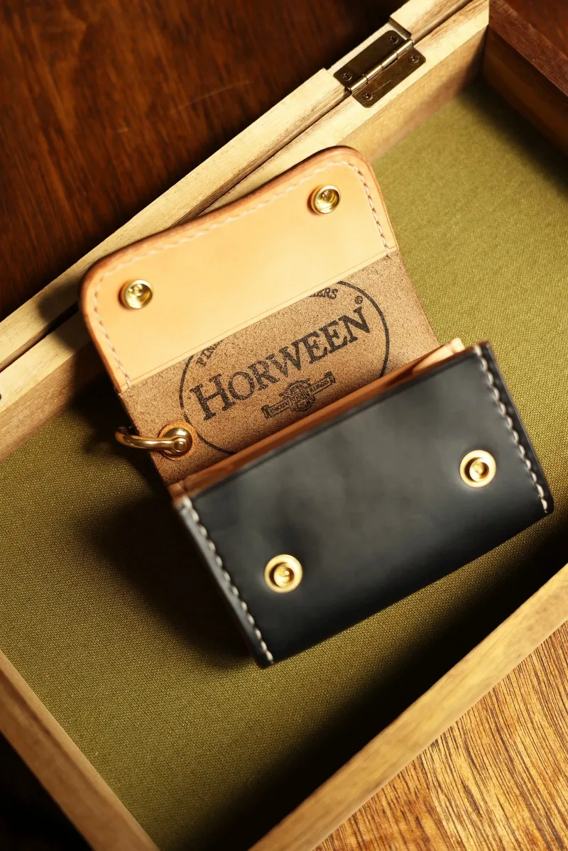 Horween Chromexcel Oil Wax Leather Coin Purse Handmade Minimalist Lightweight Cowhide Card Holder  Small Pocket Change Wallet