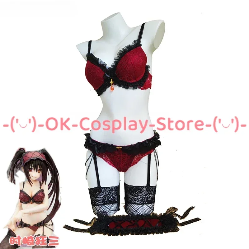 Anime DATE A LIVE Tokisaki Kurumi Cosplay Costumes Women Sexy Lace Underwear Bra Underpants Set Halloween Outfit Custom Made