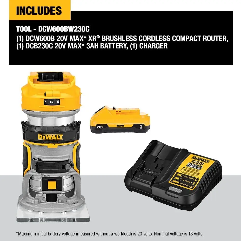 DEWALT 20V Max XR Cordless Router, Brushless, Tool Only (DCW600B)