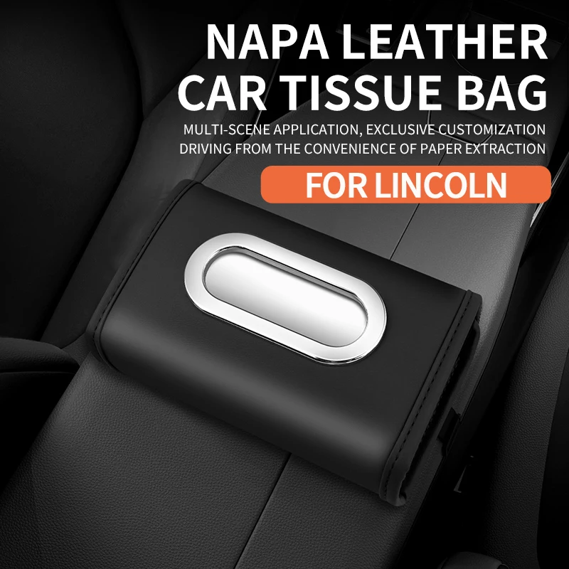 Car Seatback Tissue Organiser Box For Lincoln MKZ MKX Aviator Navigator Continental Corsair Sun Visor Console Tissue Bag view 4