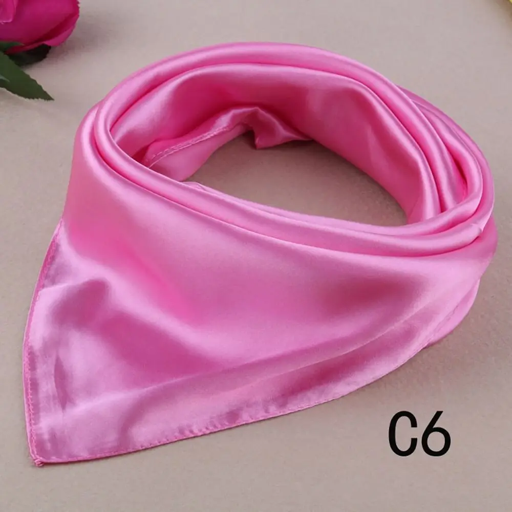 Fashion 60*60cm Silk Scarf Solid Item Color Imitation Silk Neckerchief Neck Wrap Women