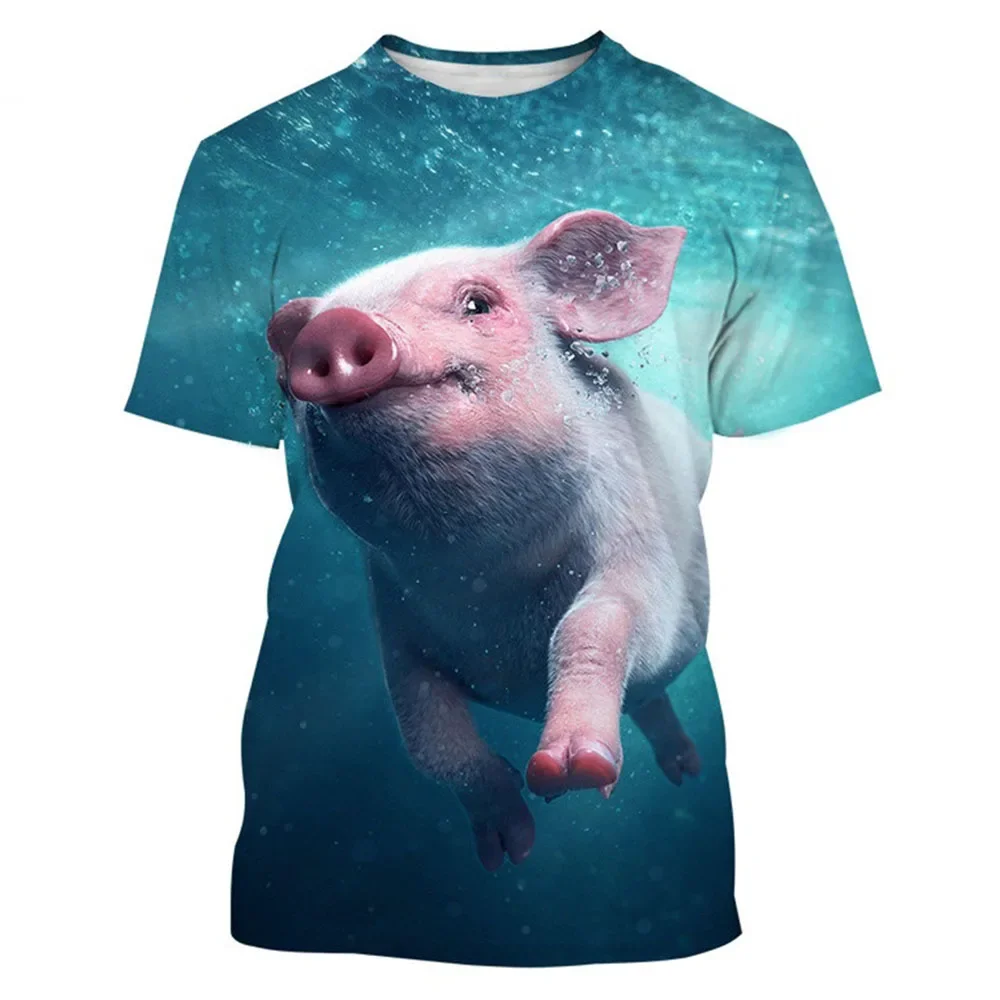 Animal Men\'s T-shirts Funny Short Sleeve Oversized Tops Tee Shirt Men Clothing Pig Clothes Funny Pig T Shirt For Men 3d Print