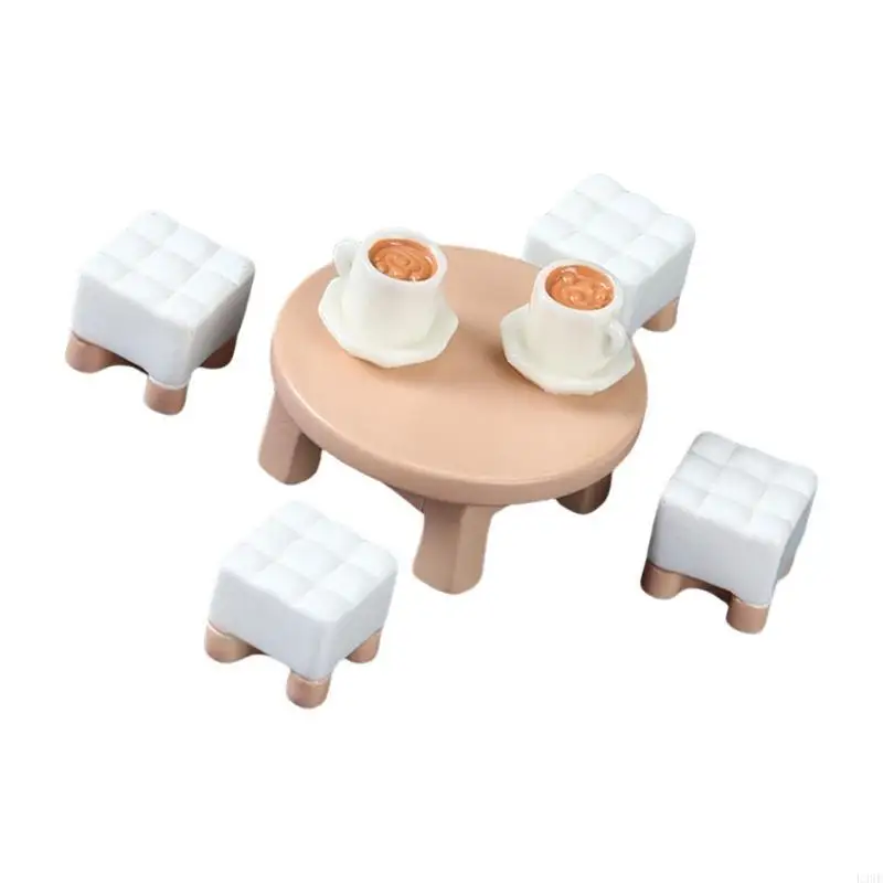 L38E Miniature Sofa Table Set Craft Model Project Furniture for Dollhouses Decoration