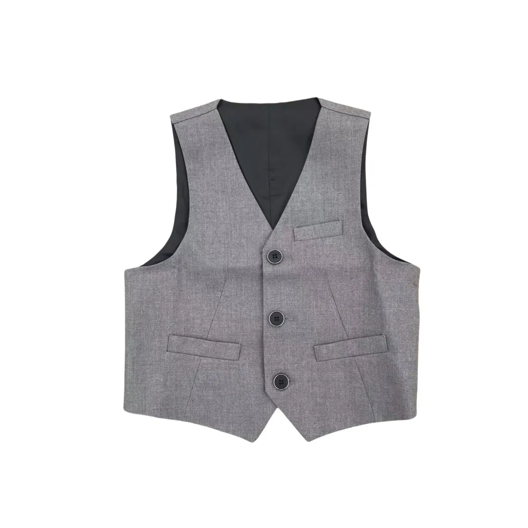 Boy Blazer Vest Gray Black Boy Stage Costumes Size 100-170T Handsome Boy Blazers Quality Vest Children Formal Wear