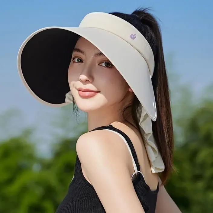 Upgraded Large Shawl Hollow Top Hat UV Face Velvet Vinyl Sun Hat Women Summer Outdoor Neck Shade Hat UPF50+ Beach