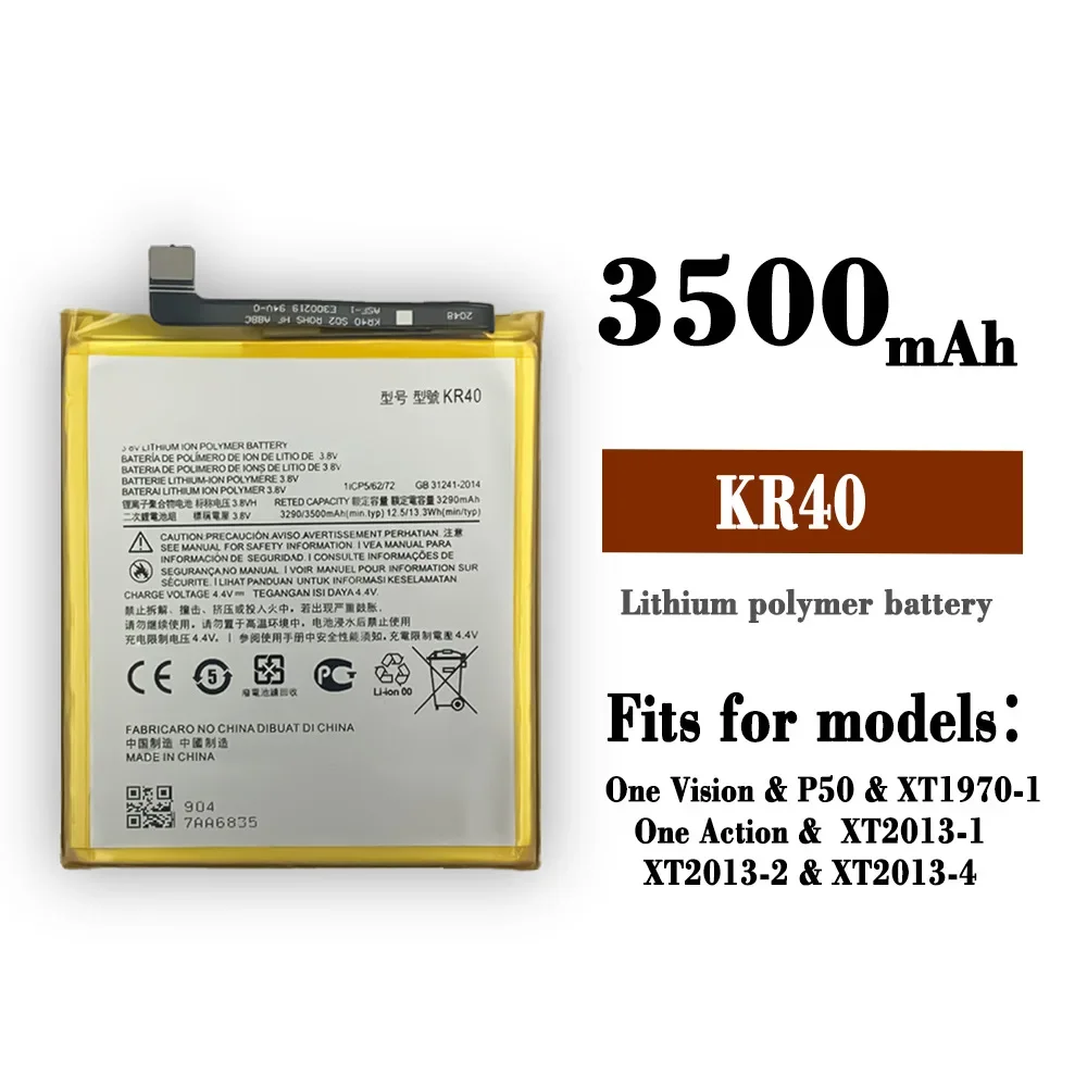 New 3500mAh KR40 Mobile Phone Replacement Battery For Motorola Moto One Action XT2013-1 One Vision XT1970-1 Battery