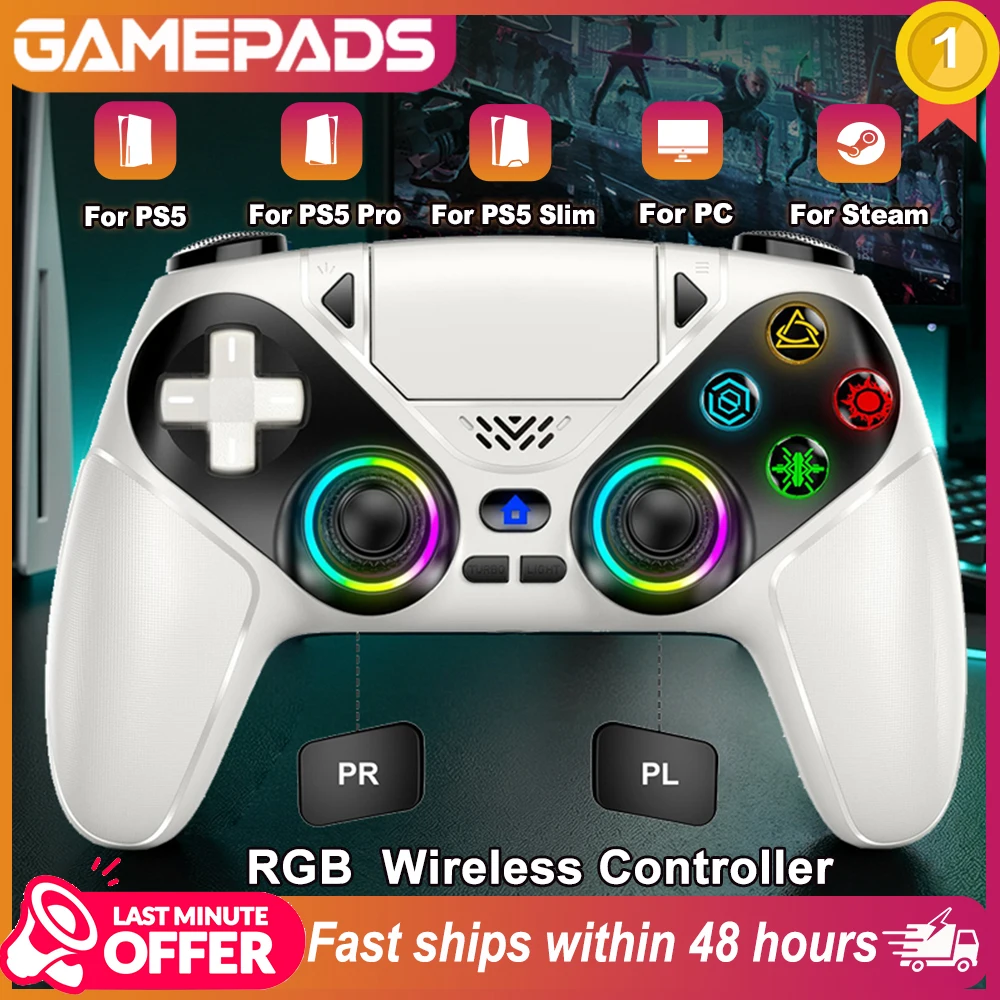 RGB Wireless Gamepad,For Playstation 5/PS5 Controller,With Turbo Dual Sense Vibrate Programming 3D Gaming Controller Console