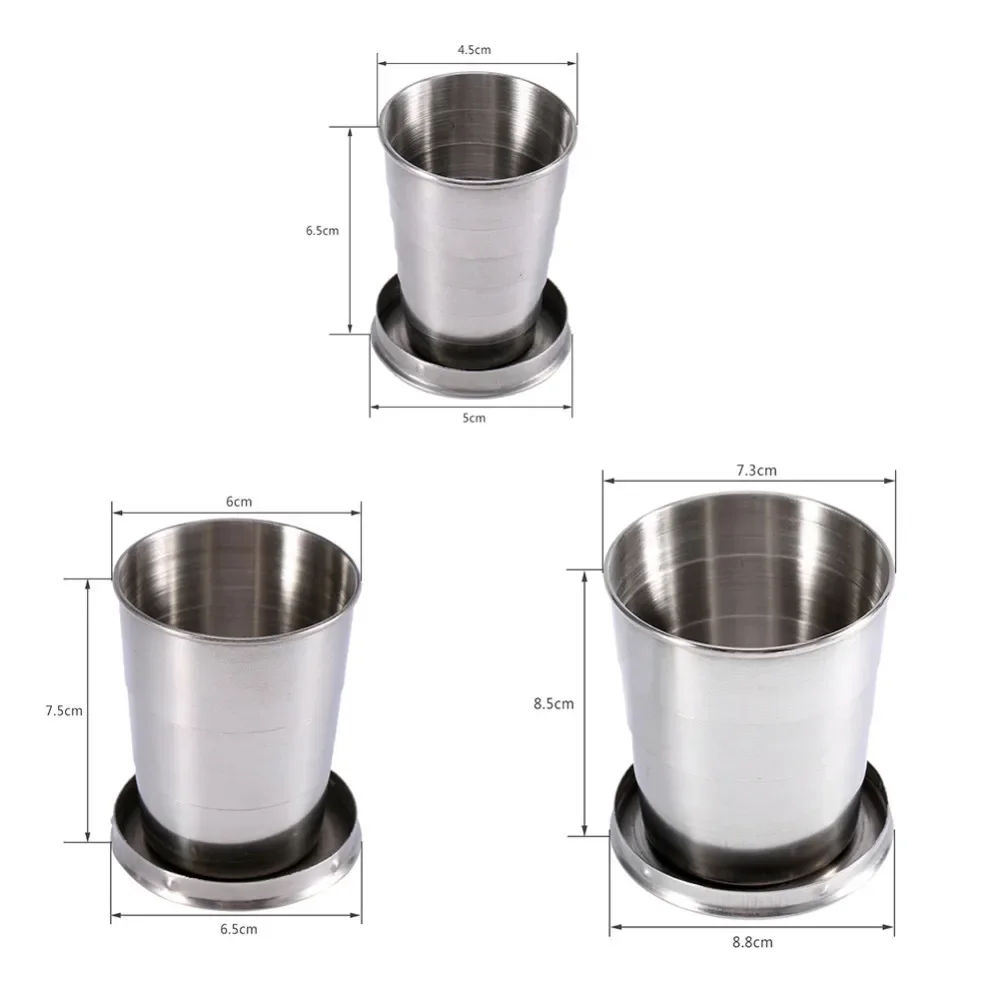 UPORS 75/150ml Hip Flask Cup Foldable Stainless Steel Wine Cups Russia Mini Whiskey Alcohol Hip Flask Outdoor Shot Flask 1pcs