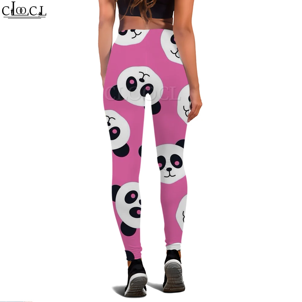 Cloocl moda rosa feminino legging bonito panda padrão 3d impresso calças de cintura alta estiramento leggings de fitness exercício moldar