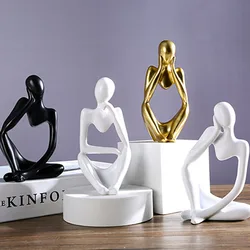 Abstract resin home ornament mini thinking man simple artistic living book bedroom creative placing home office deco gift