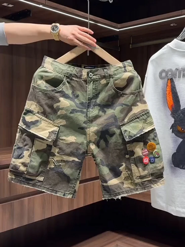 2026 New American Retro Workwear Shorts Men Summer Trendy Handsome Camouflage Loose Youth Shorts Casual Straight Leg Trousers