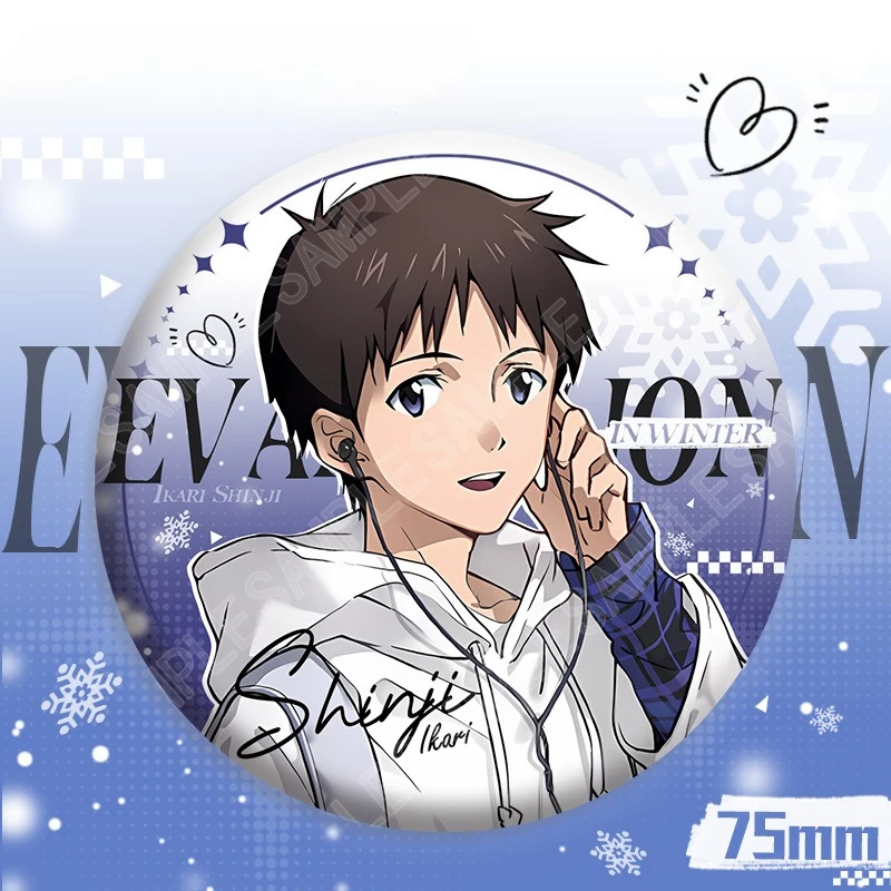 75mm 에반게리온 Tinplate 핀 라운드 배지 아스카 애니메이션 캐릭터 버튼 브로치 옷깃 배지 배낭 의류 쥬얼리 팬을위한 선물
