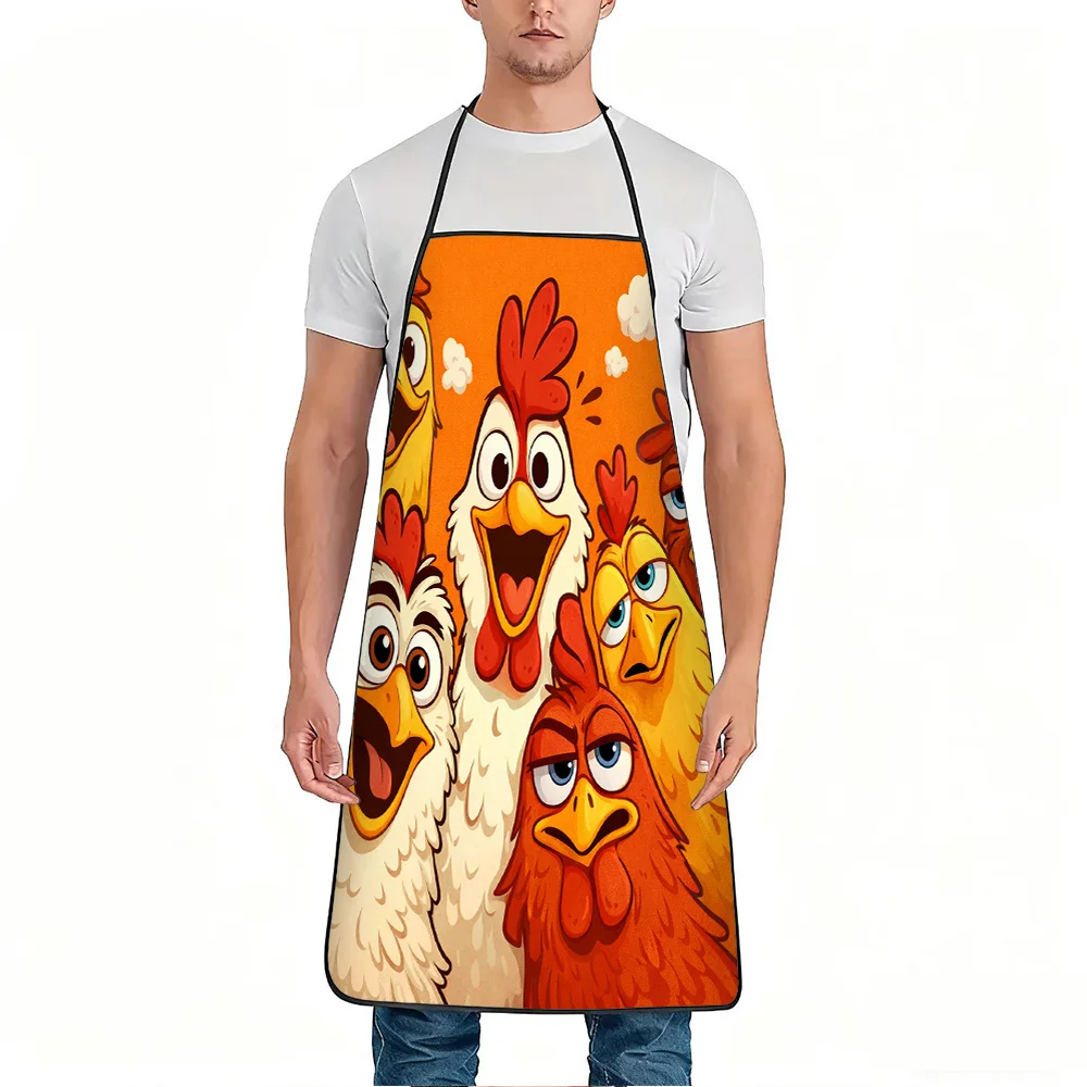 1pc Funny Chicken Apron with Chicken Print - Adjustable Waistband Suitable for Cooking, Gardening, Picking, &, Durable Polyester