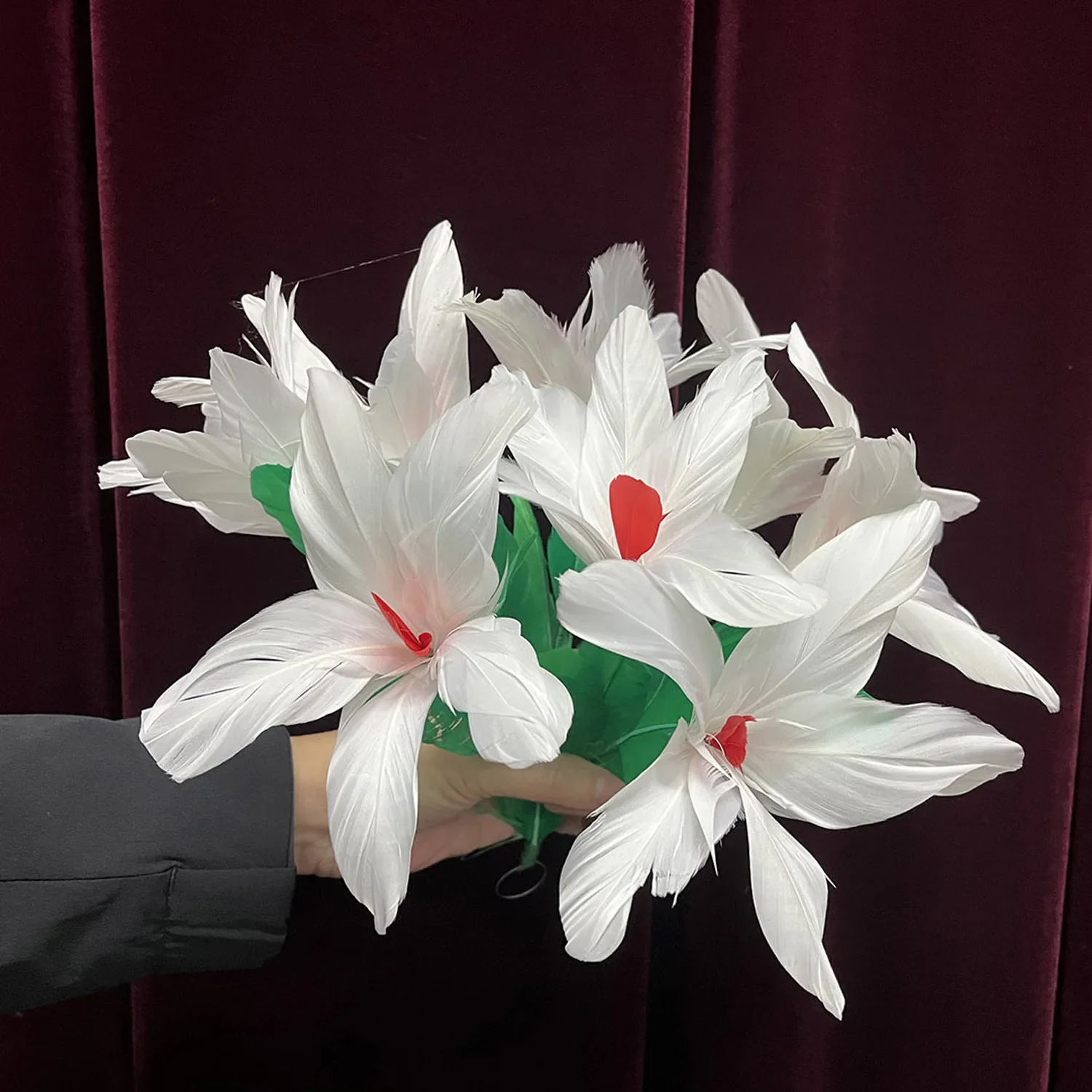 Sleeve Bouquet - White Flower Magic Tricks Feather Bouquets Appearing From Sleeve Flower Production Magia Stage Gimmicks Props