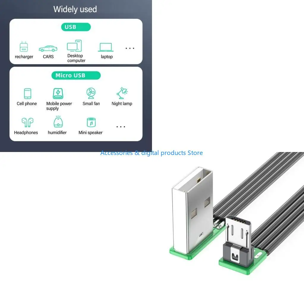 77JD Silicone Cable USB to USB 5Pin Down Bend Data Cable Cord for Driving Recorder