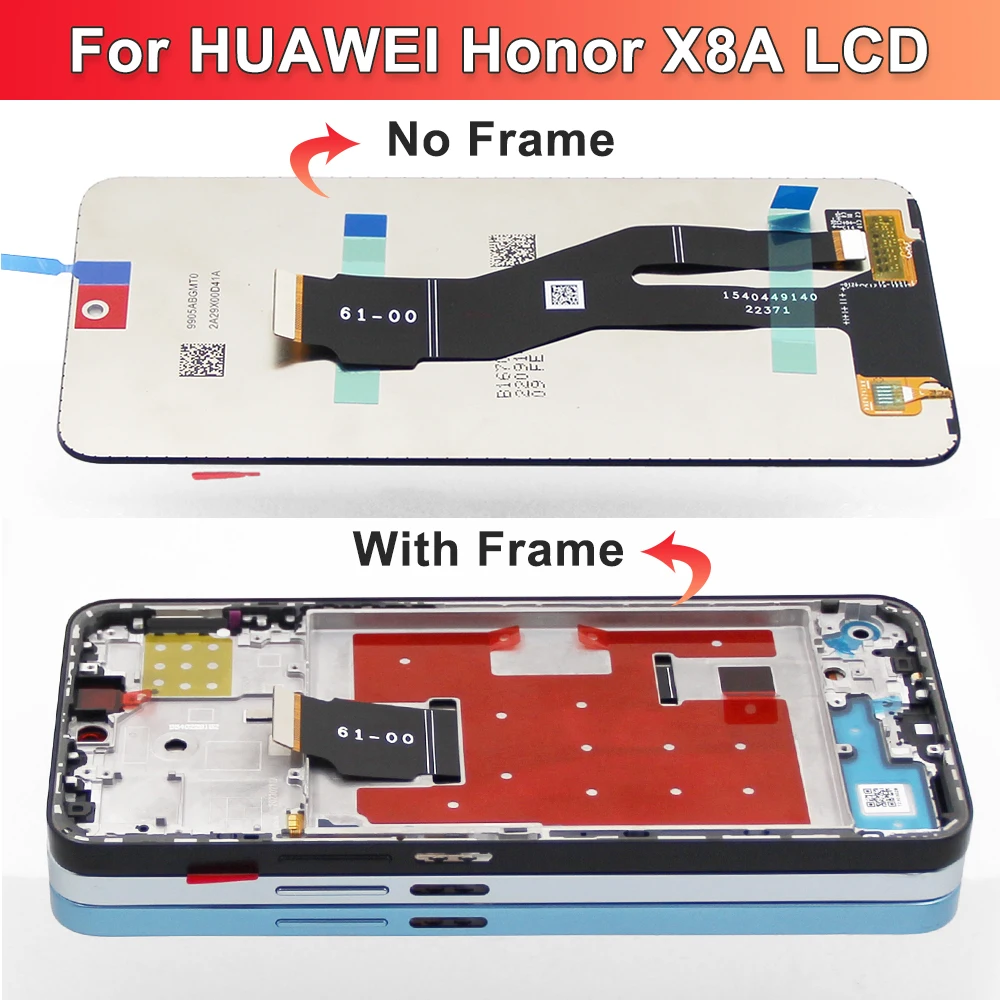 6.7\'\' OEM For Honor X8a LCD Display Touch Screen Digitizer Assembly For Honor X8a CRT-LX1 CRT-LX2 CRT-LX3 Screen With Frame