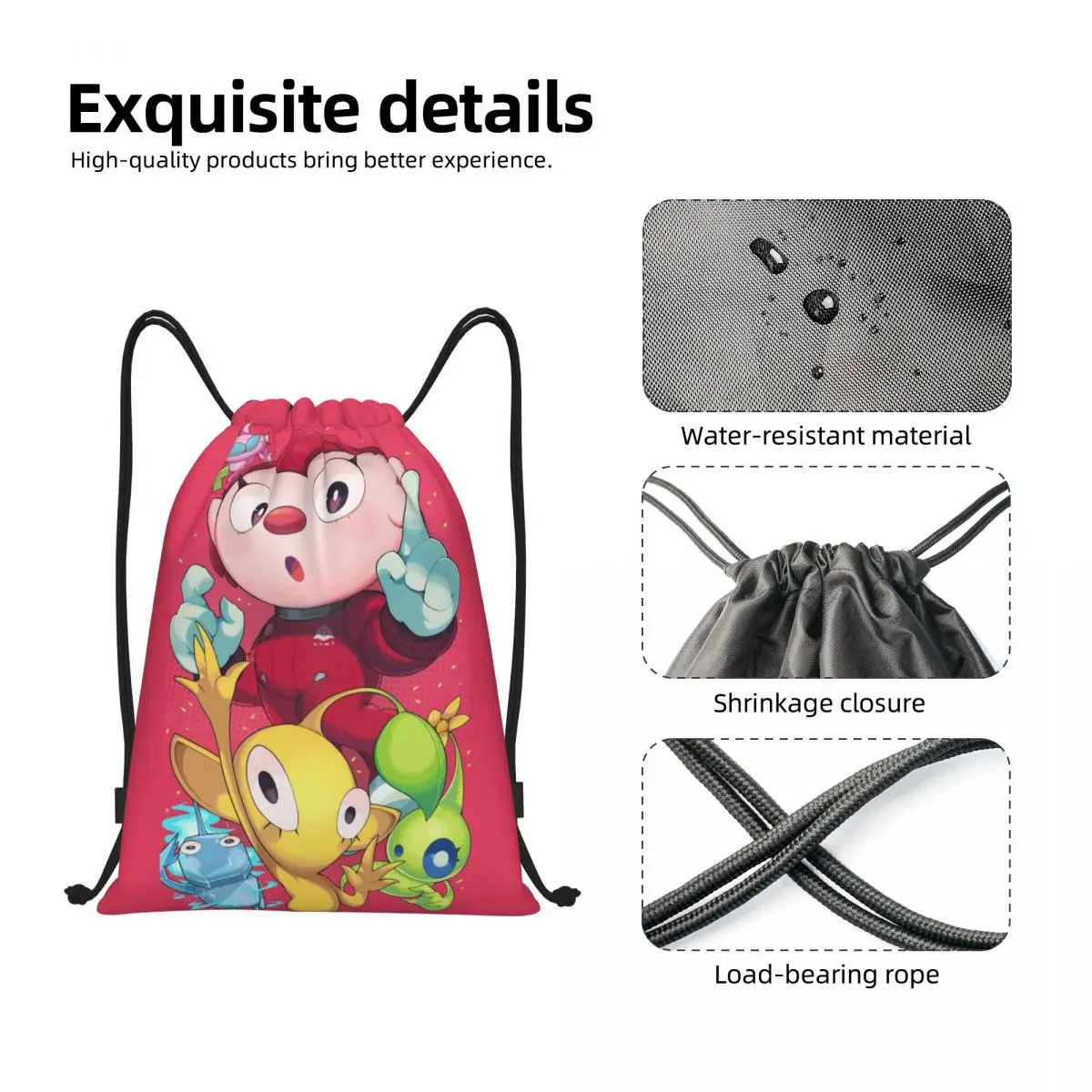 Benutzer definierte Pikmins Serie Video Gamer Kordel zug Rucksack Taschen Frauen Männer leichte Cartoon Gym Sport Sackpack Säcke für unterwegs