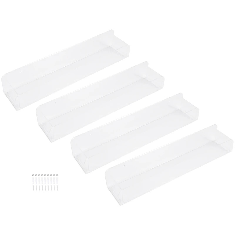 Wall Mounted Spice Rack Organizer,Clear Acrylic Spice Shelf Storage Holder For Wall Kitchen Pantry Cabinet Door 4 Pack