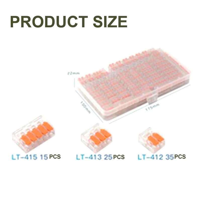 Caja de 75 Uds. De conectores de Cable de palanca eléctrica, Mini conector de Terminal de Cable rápido, abrazadera de Cable eléctrico de 2 puertos, 3 puertos y 5 puertos